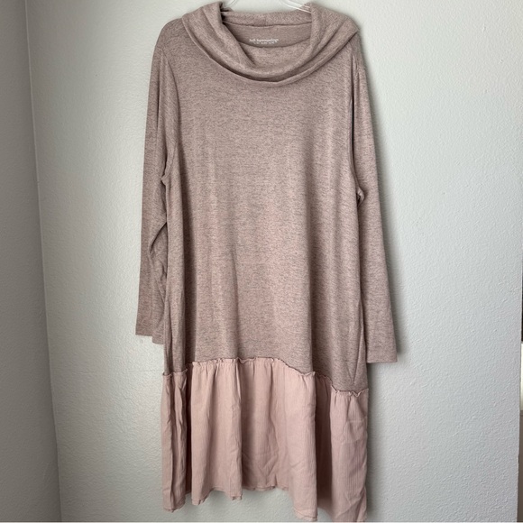 Soft Surroundings 2X Dress Niomi Tunic Cowl Neck Pink Lagenlook layered Flowy - Picture 2 of 16